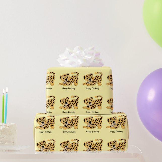 Leopard Design Any Background Colour Birthday Gift Wrapping Paper (Party Gifts)