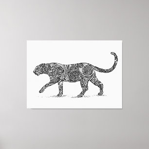 Leopard Design Black & White Canvas Print