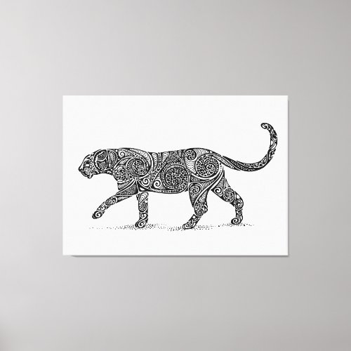 Leopard Design Black  White Canvas Print