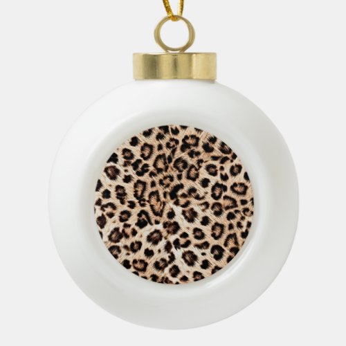 Leopard Design Pattern Wild Elegance Ceramic Ball Christmas Ornament