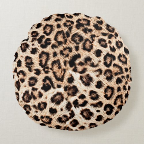Leopard Design Pattern Wild Elegance Round Pillow