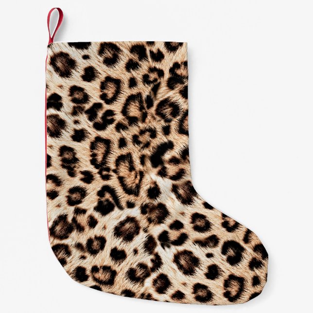 Leopard Design Pattern: Wild Elegance. Small Christmas Stocking (Front)