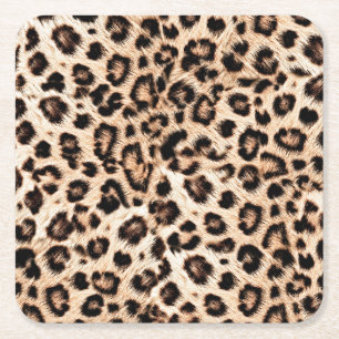 Leopard Design Pattern: Wild Elegance. Square Paper Coaster