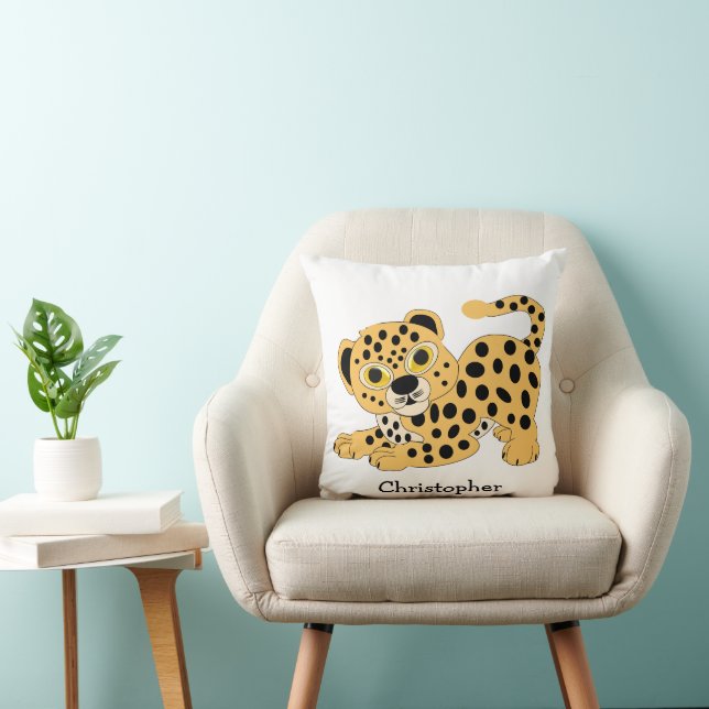 Leopard Design Personalised Throw Pillow (Chair)