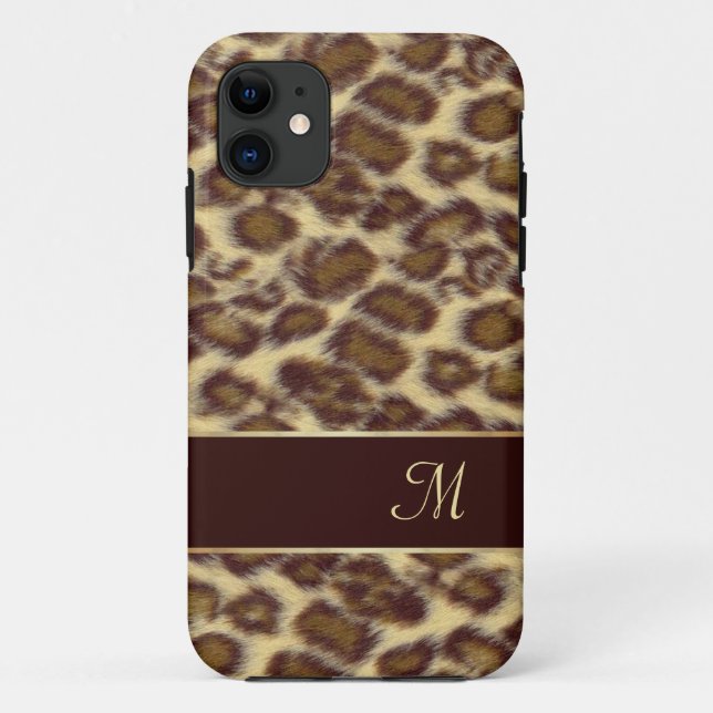 Leopard Design with Your Initial Case-Mate iPhone Case (Back)