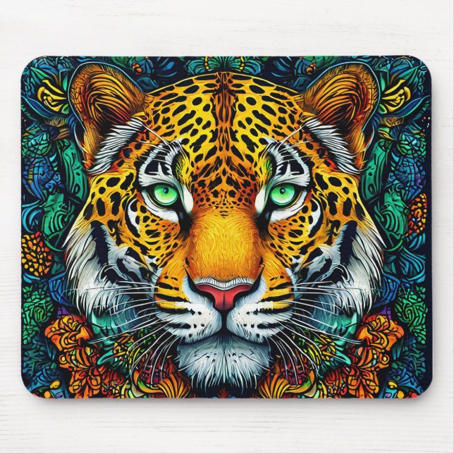 🐆 Leopard Desk Gift For Gamers And Animal Lovers  Mouse Pad (Front)