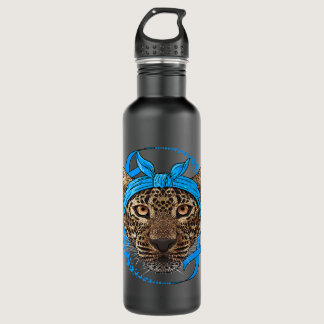 Leopard Diabetes Awareness Blue Bandana T1D Surviv Stainless Steel Water Bottle