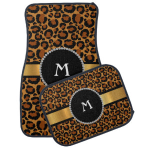 Leopard, Diamond, & Gold  Monogram Floor Car Mats
