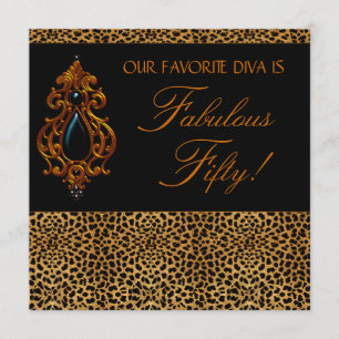 Leopard Diva Womans Fabulous 50 Birthday Party Invitation
