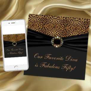 Leopard Diva Womans Fabulous 50th Birthday Party Invitation