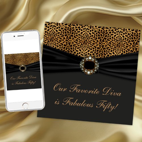 Leopard Diva Womans Fabulous 50th Birthday Party Invitation