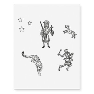 Leopard, dog, king, skeleton Temporary Tattoos
