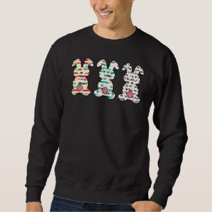 Leopard Easter Bunny Rabbit Trio Cute Easter Day 1 Sweatshirt