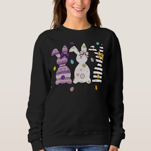 Leopard Easter Bunny Rabbit Trio Cute Easter Day 1 Sweatshirt