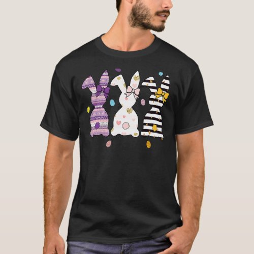 Leopard Easter Bunny Rabbit Trio Cute Easter Day 1 T_Shirt