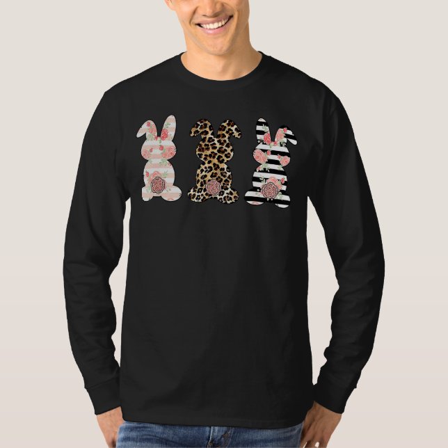 Leopard Easter Bunny Rabbit Trio Cute Easter Day 2 T-Shirt (Front)