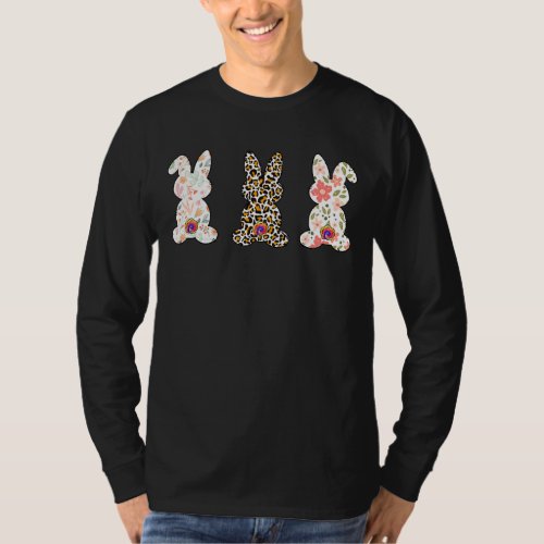 Leopard Easter Bunny Rabbit Trio Cute Easter Day 3 T_Shirt