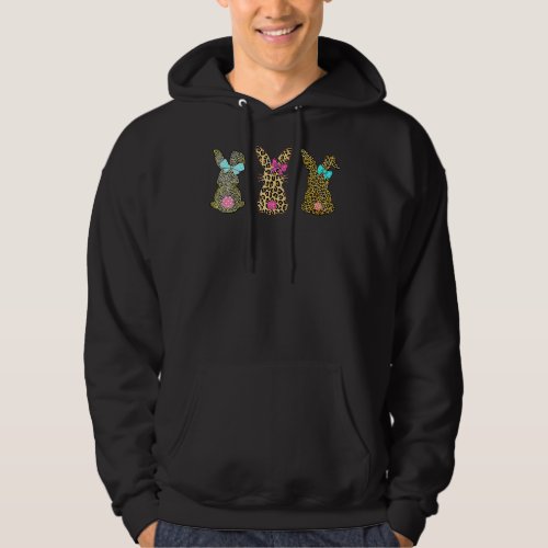 Leopard Easter Bunny Rabbit Trio Cute Easter Day 4 Hoodie