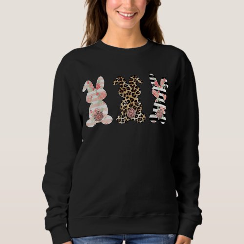 Leopard Easter Bunny Rabbit Trio Cute Easter Day 6 Sweatshirt