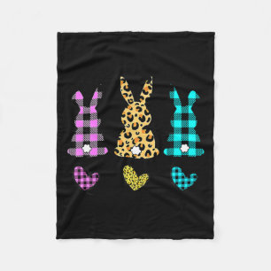 Leopard easter bunny rabbit trio cute easter day fleece blanket