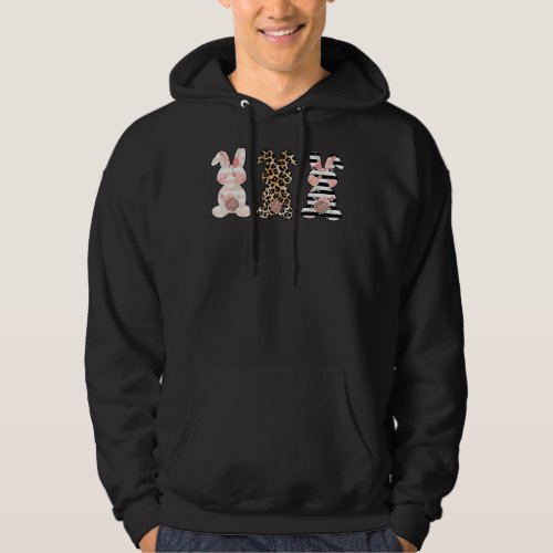 Leopard Easter Bunny Rabbit Trio Cute Easter Day Hoodie