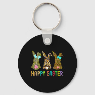 Leopard Easter Bunny Rabbit Trio Cute Easter Day  Keychain