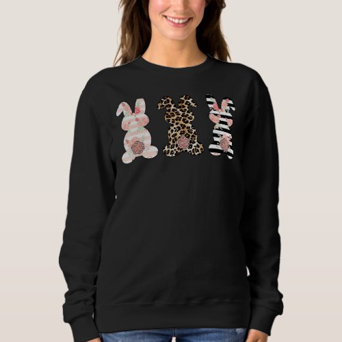 Leopard Easter Bunny Rabbit Trio Cute Easter Day Sweatshirt