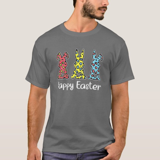 Leopard Easter Bunny Rabbit Trio Cute Easter Day T-Shirt (Front)