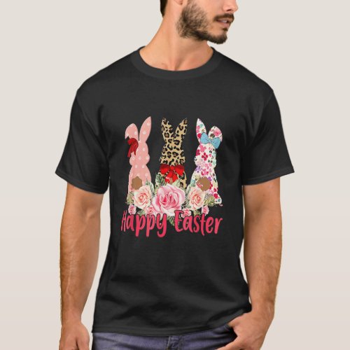Leopard Easter Bunny Rabbit Trio Cute Easter Day W T_Shirt