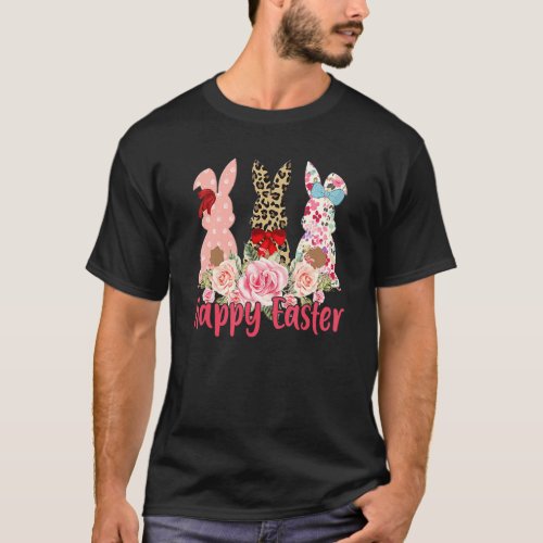 Leopard Easter Bunny Rabbit Trio Cute Easter Day W T_Shirt