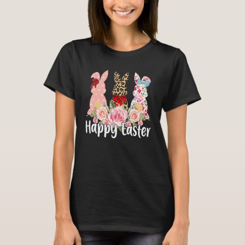 Leopard Easter Bunny Rabbit Trio Cute Easter Day W T_Shirt