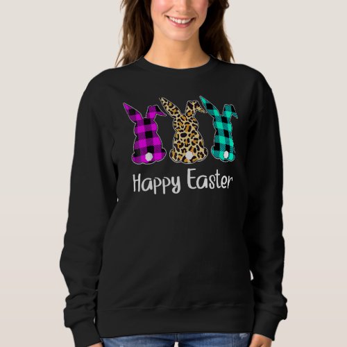 Leopard Easter Bunny Rabbit Trio Cute Easter Girls Sweatshirt