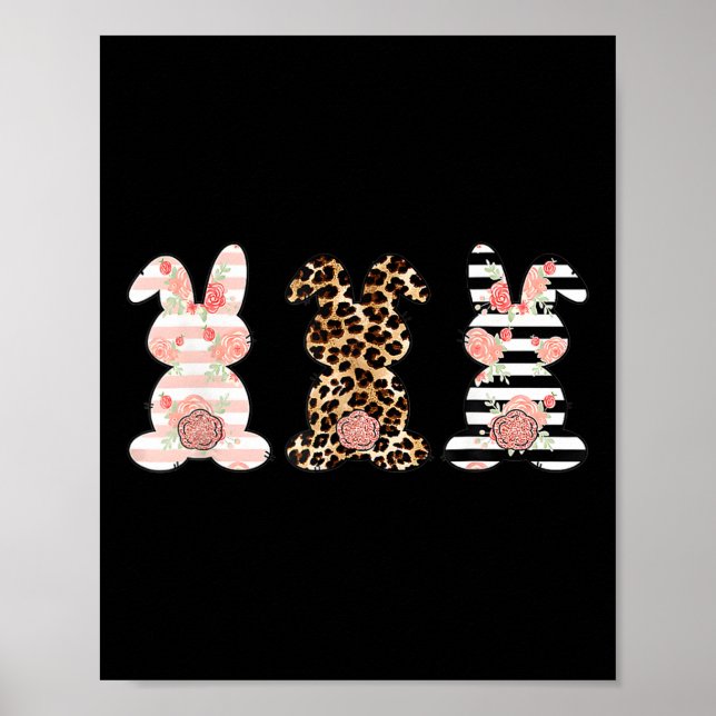 Leopard Easter Bunny Rabbit Trio Cute Easter  Poster (Front)