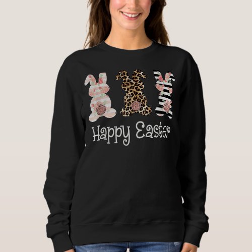 Leopard Easter Bunny Rabbit Trio Cute Easter Sweatshirt