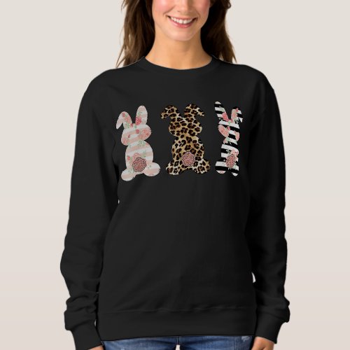 Leopard Easter Bunny Rabbit Trio Cute Easter T Sweatshirt