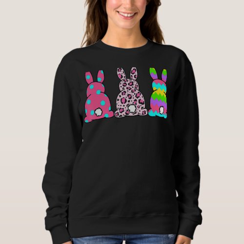 Leopard Easter Bunny Rabbit Trio Cute Happy Easter Sweatshirt