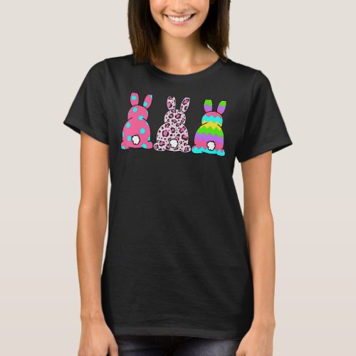 Leopard Easter Bunny Rabbit Trio Cute Happy Easter T_Shirt