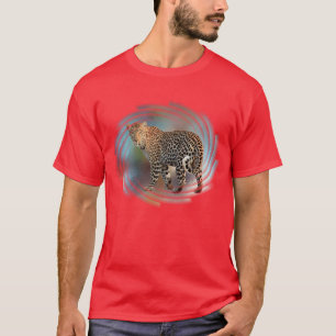 Leopard Elegant Modern Red Colour Template Basic T-Shirt