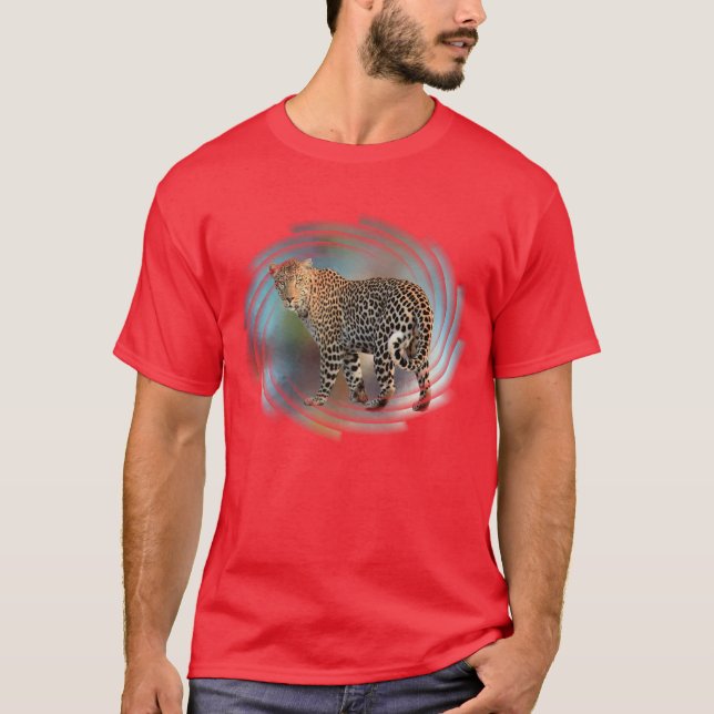 Leopard Elegant Modern Red Colour Template Basic T-Shirt (Front)