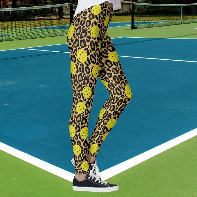 Leopard Exotic Animal Print Yellow Pickleball Leggings (Creator Uploaded)