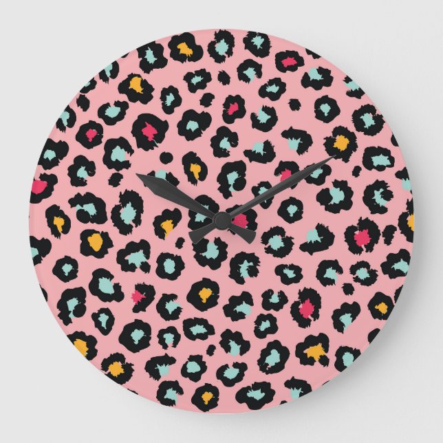 Leopard Exotic: Colorful Seamless Fun. Large Clock (Front)