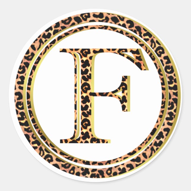 leopard F Classic Round Sticker (Front)
