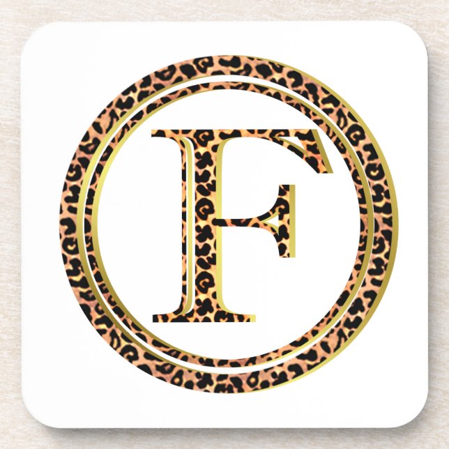 leopard F Drink Coaster (Front)