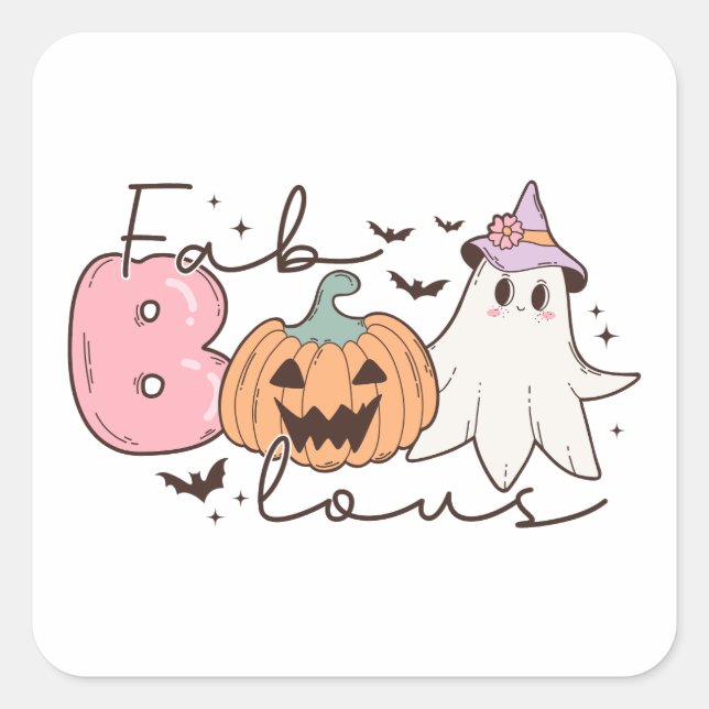 Leopard Fab Boo Lous Halloween Square Sticker (Front)