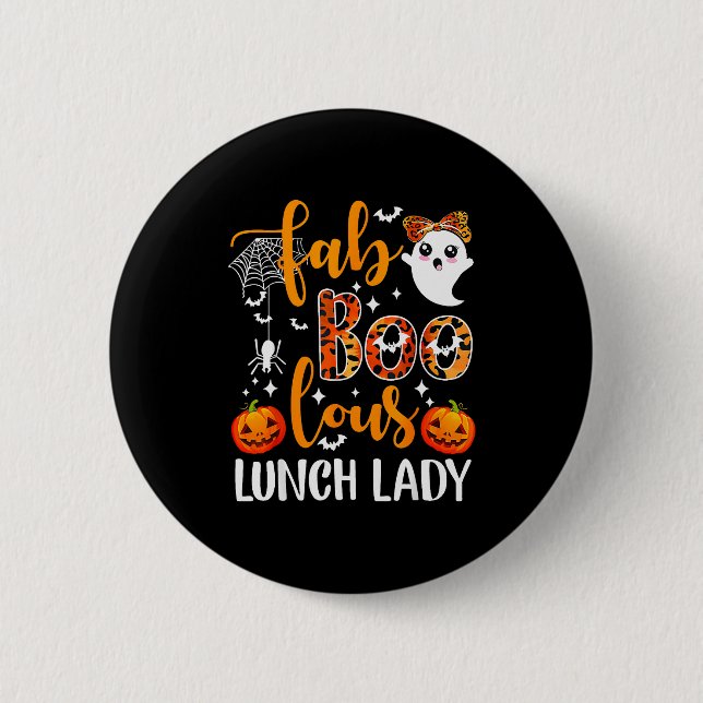 Leopard Fab Boo Lous Lunch Lady Matching Group Tee Button (Front)