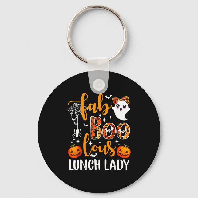 Leopard Fab Boo Lous Lunch Lady Matching Group Tee Keychain (Front)