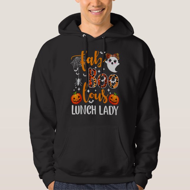 Leopard Fab Boo Lous Lunch Lady Team Teacher Hallo Hoodie (Front)