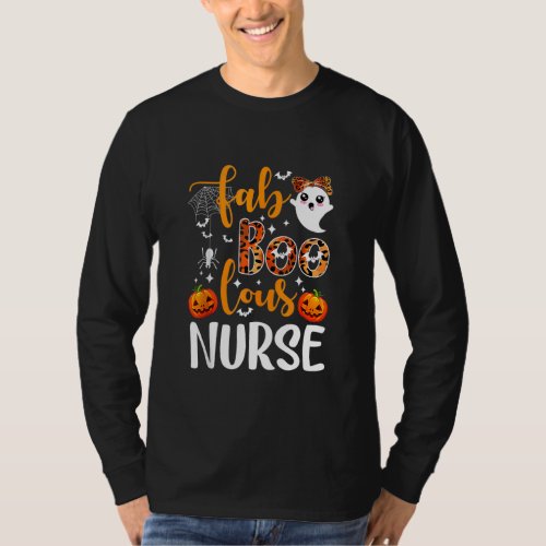 Leopard Fab Boo Lous Nurse Registered Nurse Hallow T_Shirt