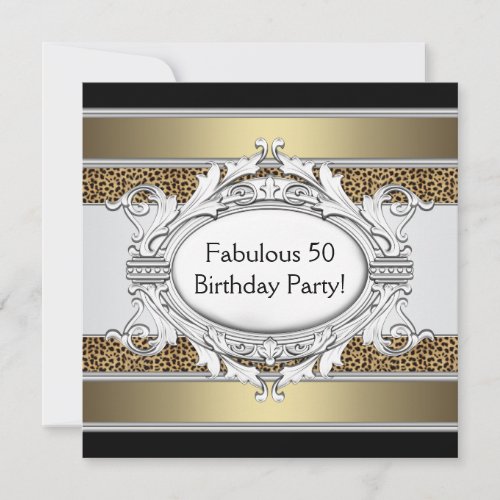 Leopard Fabulous 50th Womans 50th Birthday Party Custom Invite