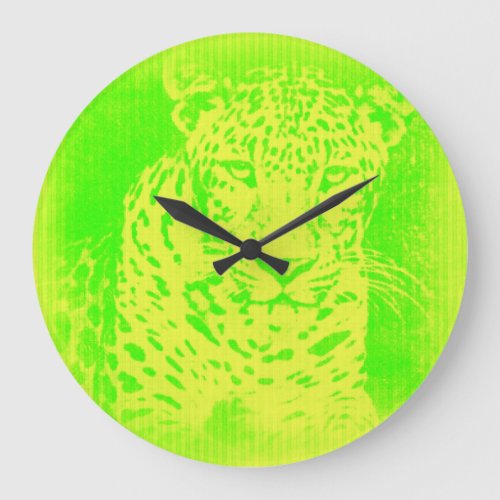 Leopard Face Close_Up 2 Large Clock